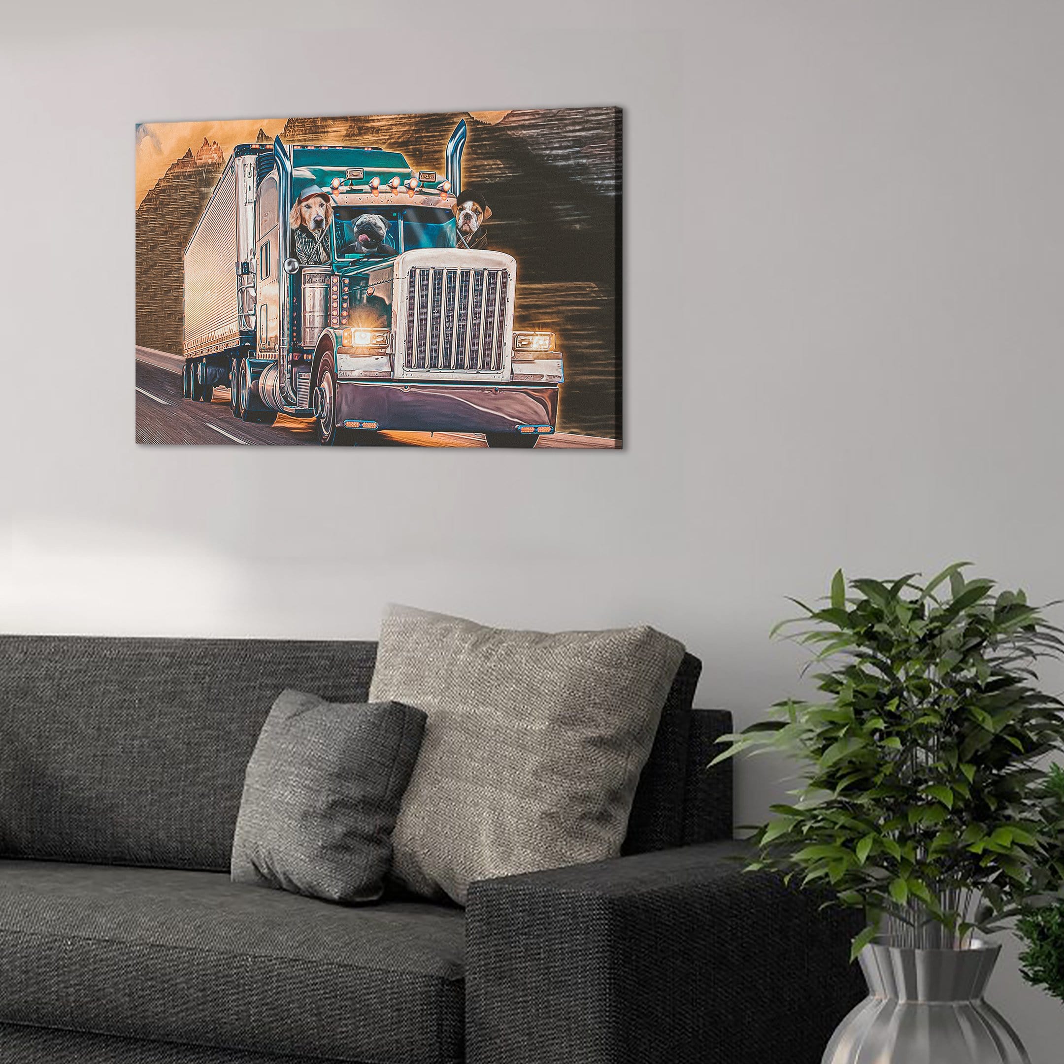 &#39;The Truckers&#39; Personalized 3 Pet Canvas