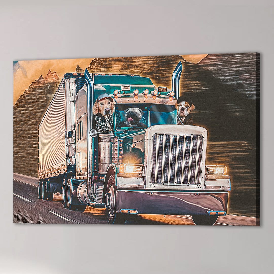 &#39;The Truckers&#39; Personalized 3 Pet Canvas