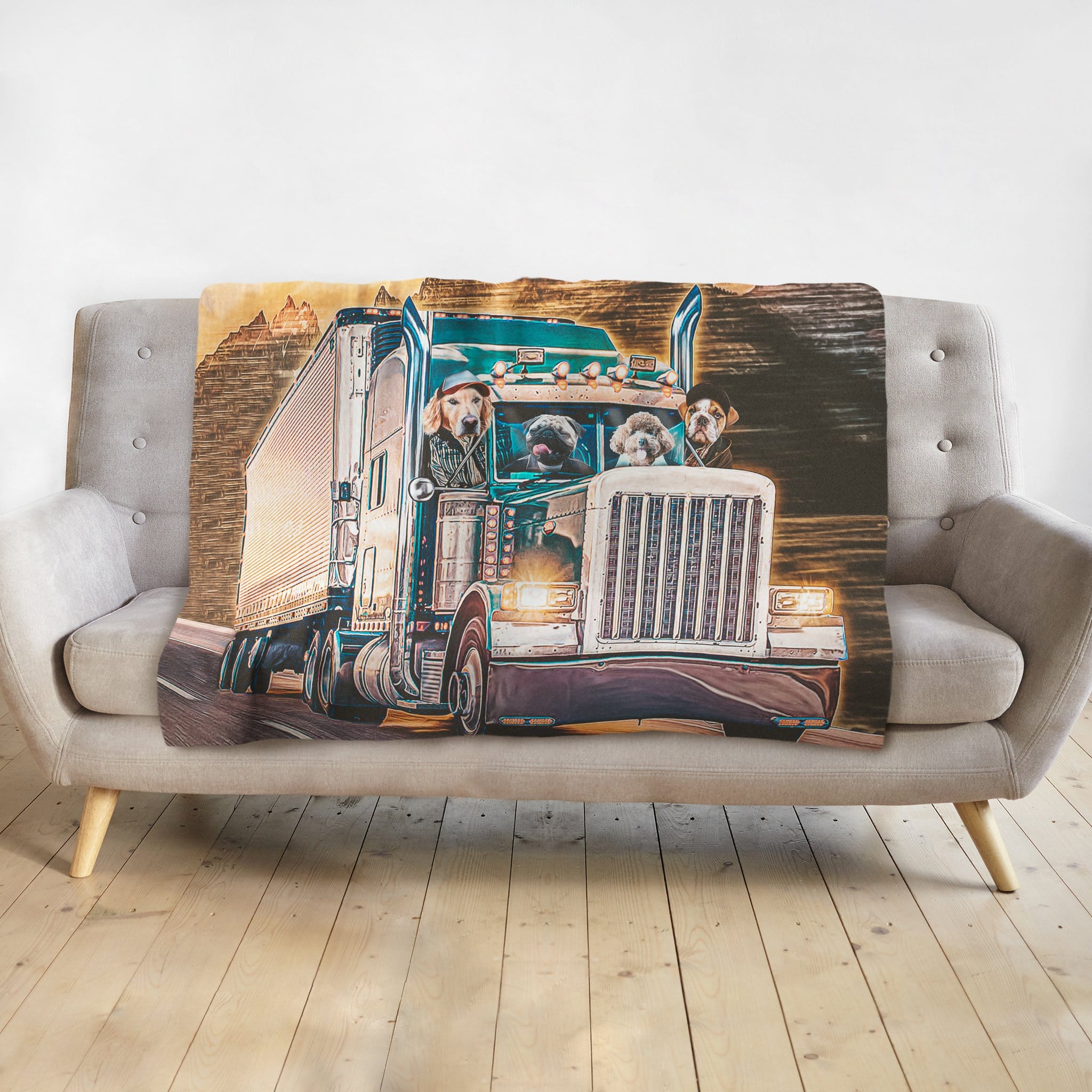 &#39;The Truckers&#39; Personalized 4 Pet Blanket