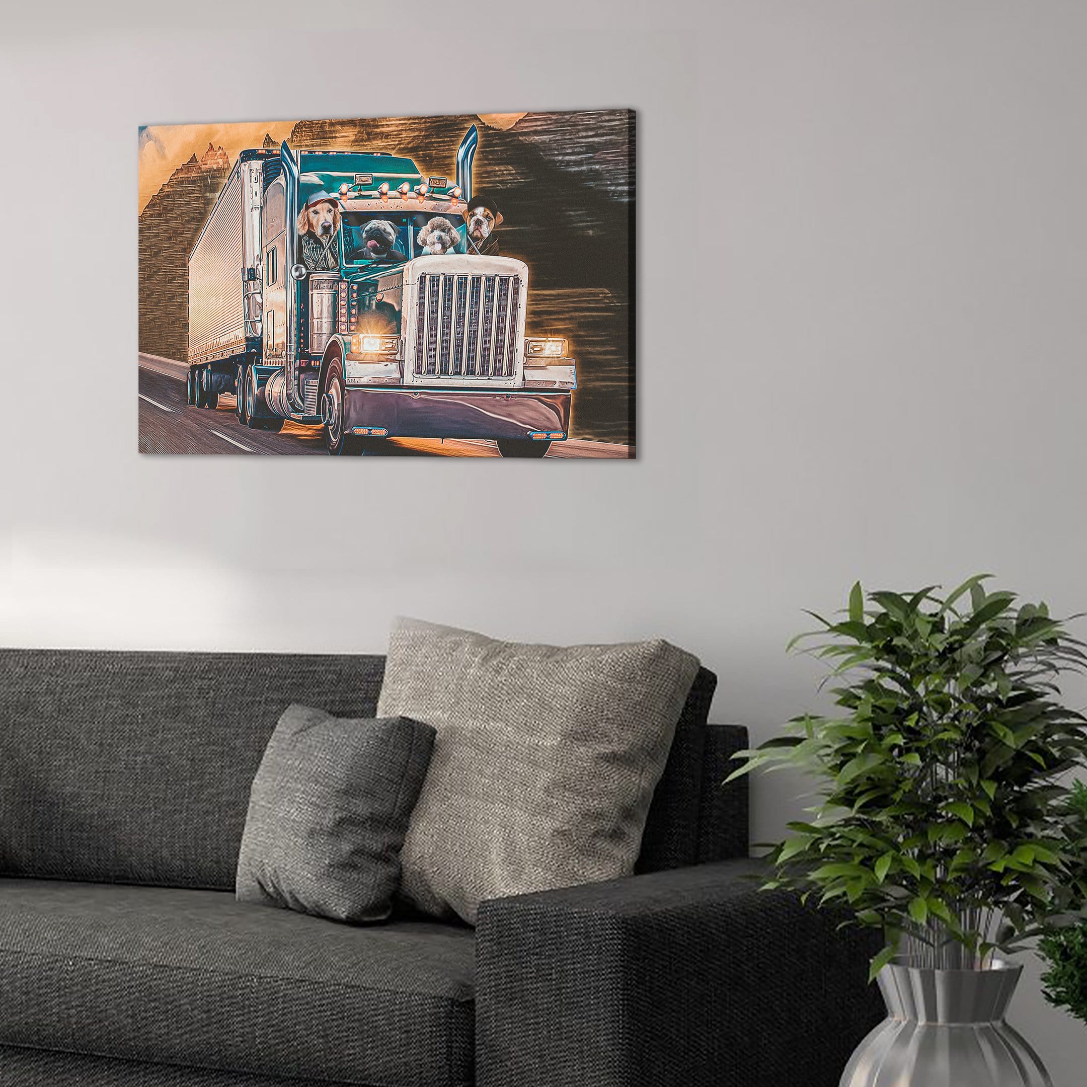 &#39;The Truckers&#39; Personalized 4 Pet Canvas