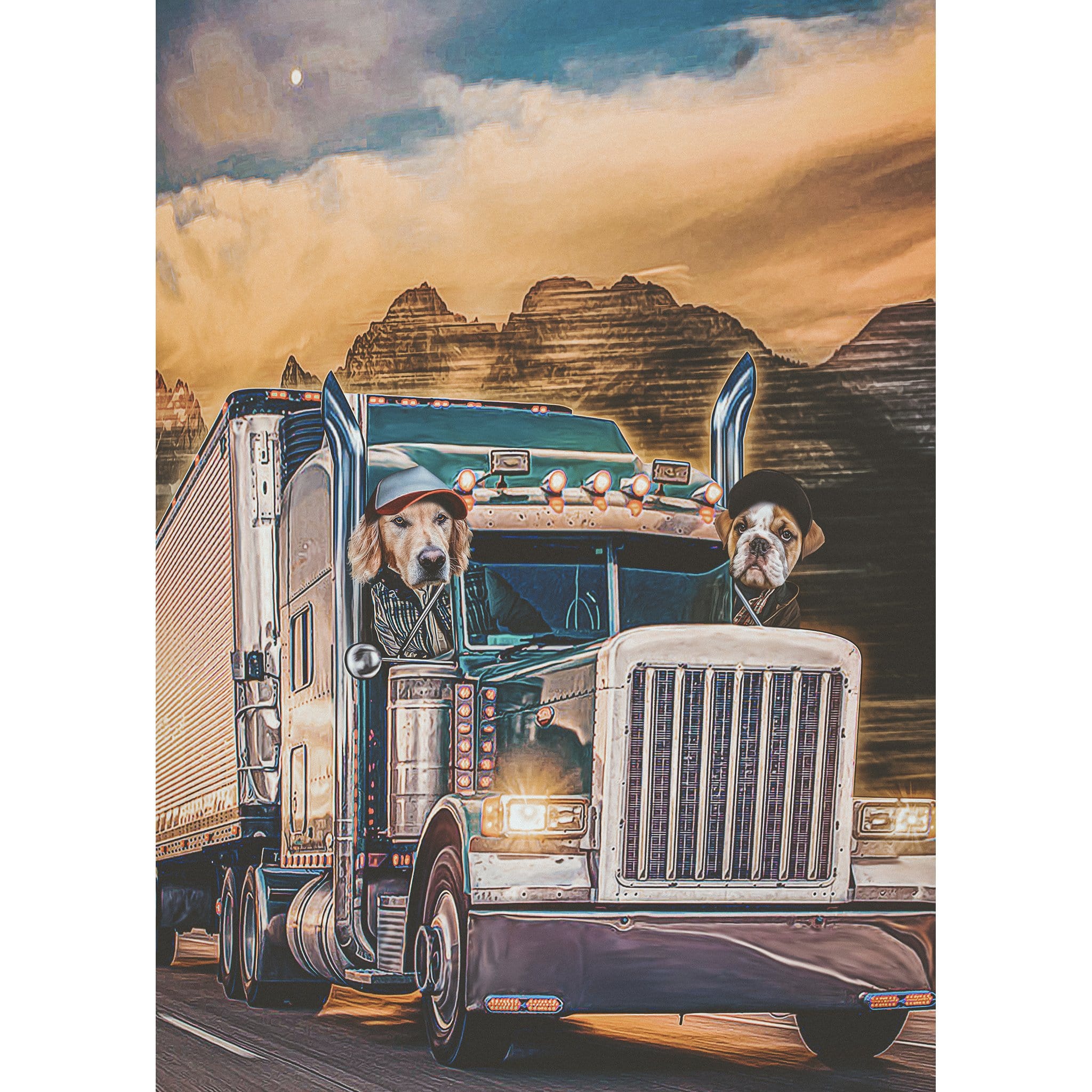 'The Truckers' 2 Pet Digital Portrait