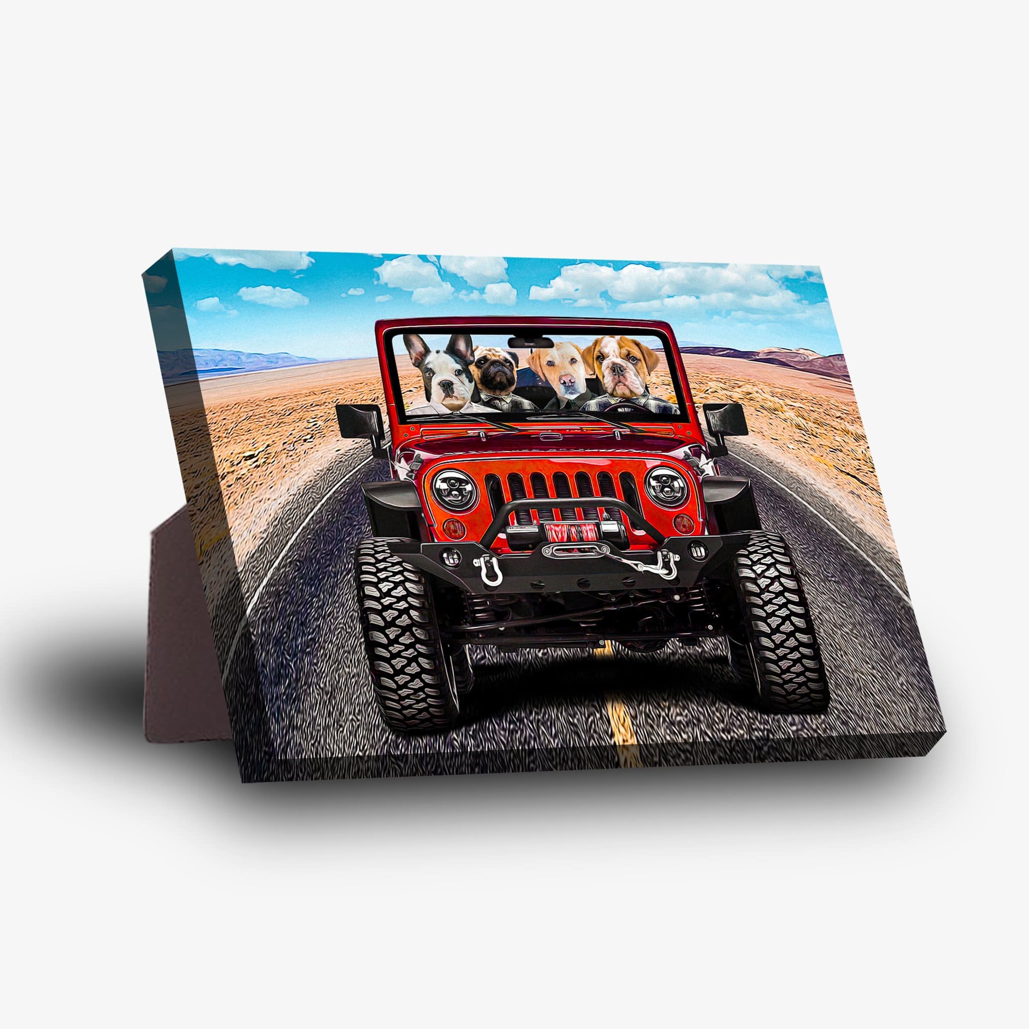 &#39;The Yeep Cruisers&#39; Personalized 4 Pet Standing Canvas