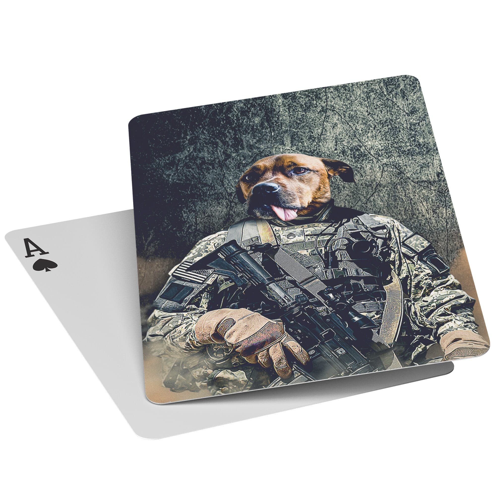 &#39;The Army Veteran&#39; Personalized Pet Playing Cards