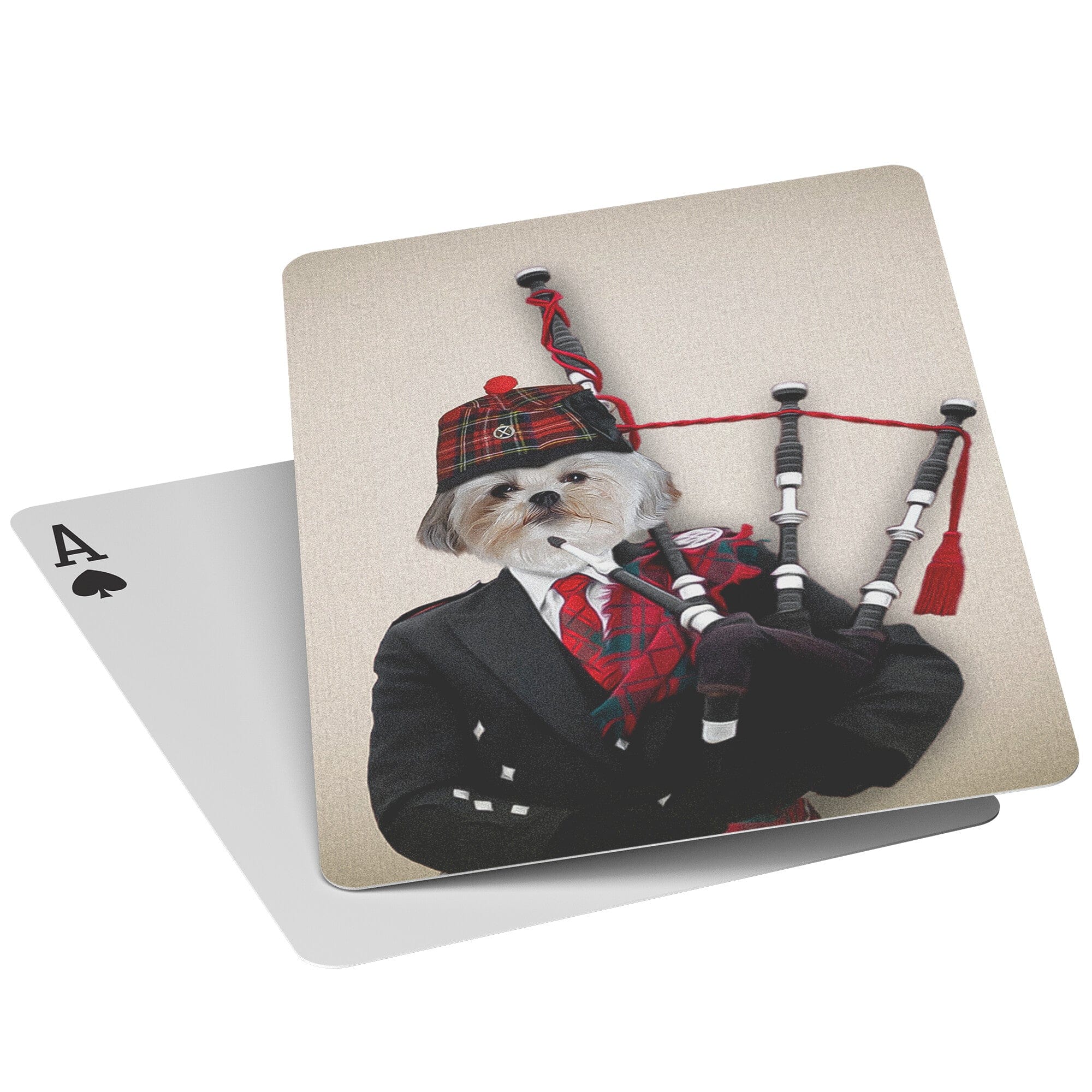 &#39;The Bagpiper&#39; Personalized Pet Playing Cards