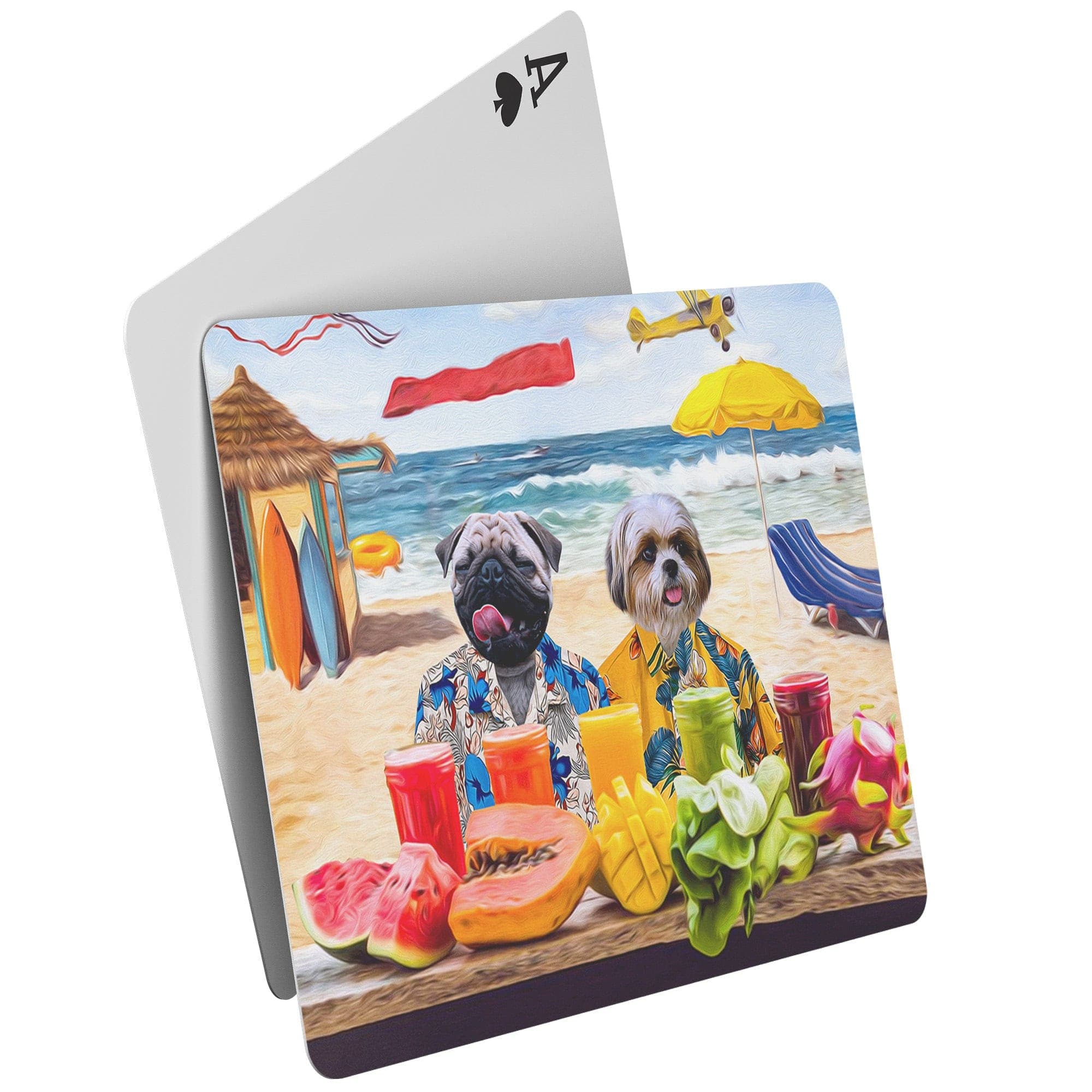 &#39;The Beach Dogs&#39; Personalized 2 Pet Playing Cards