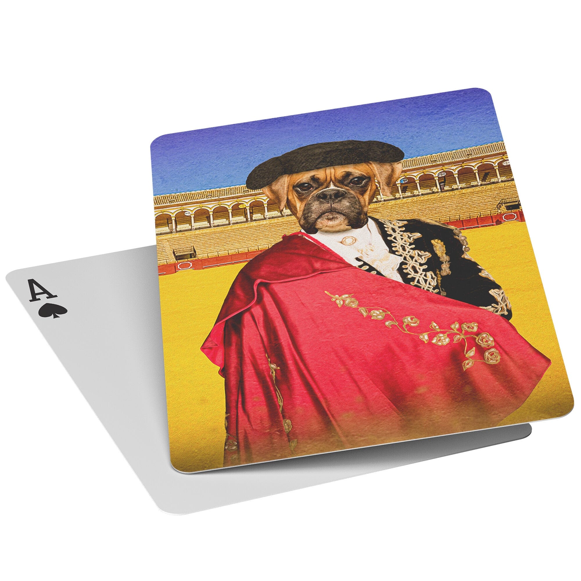 &#39;The Bull Fighter&#39; Personalized Pet Playing Cards