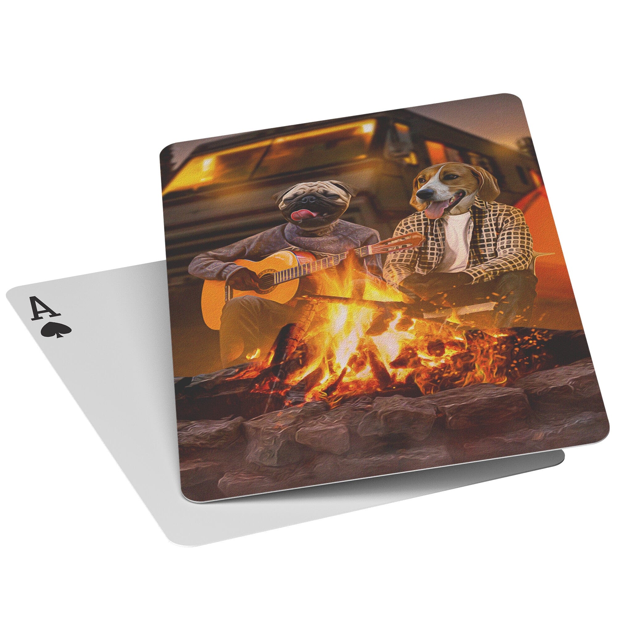 &#39;The Campers&#39; Personalized 2 Pet Playing Cards