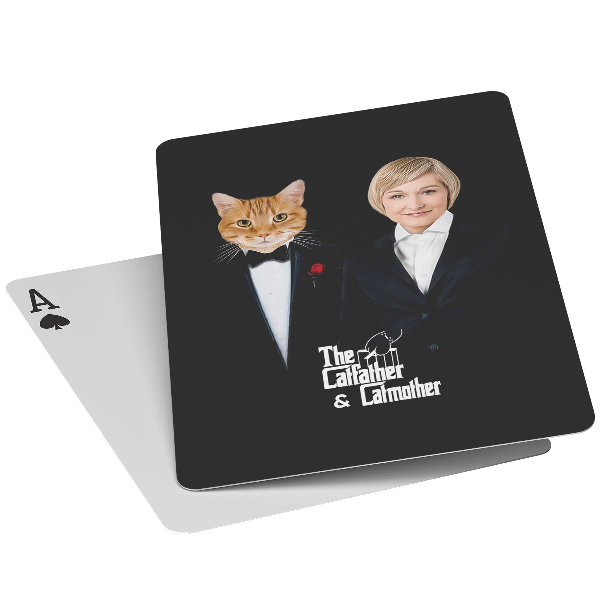 &#39;The Catfather &amp; Catmother&#39; Personalized 2 Pet Playing Cards