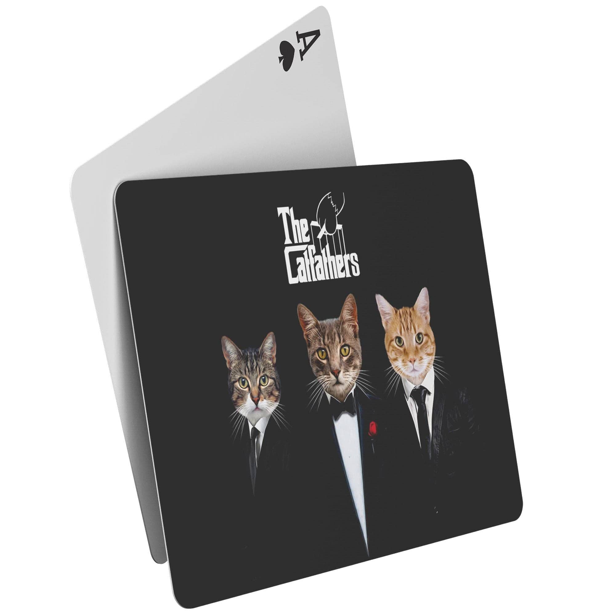 &#39;The Catfathers&#39; Personalized 3 Pet Playing Cards