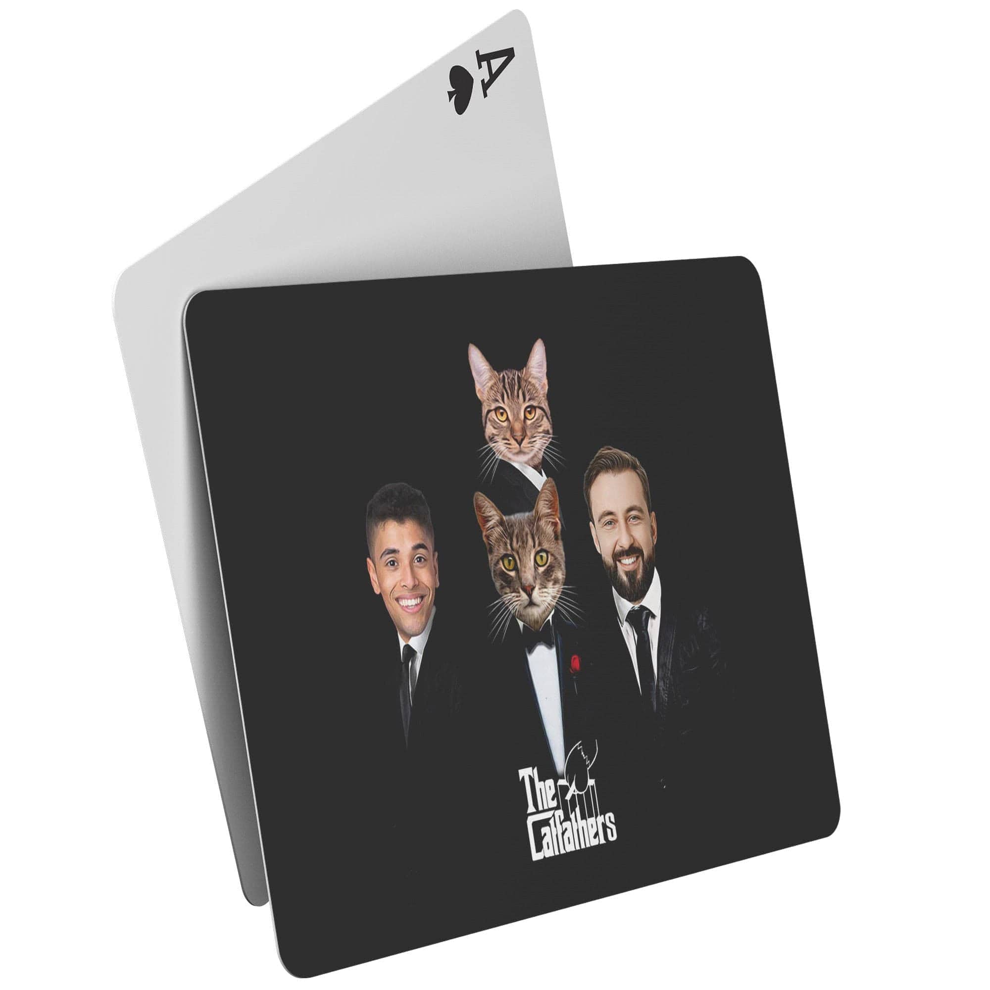 &#39;The Catfathers&#39; Personalized 4 Pet Playing Cards