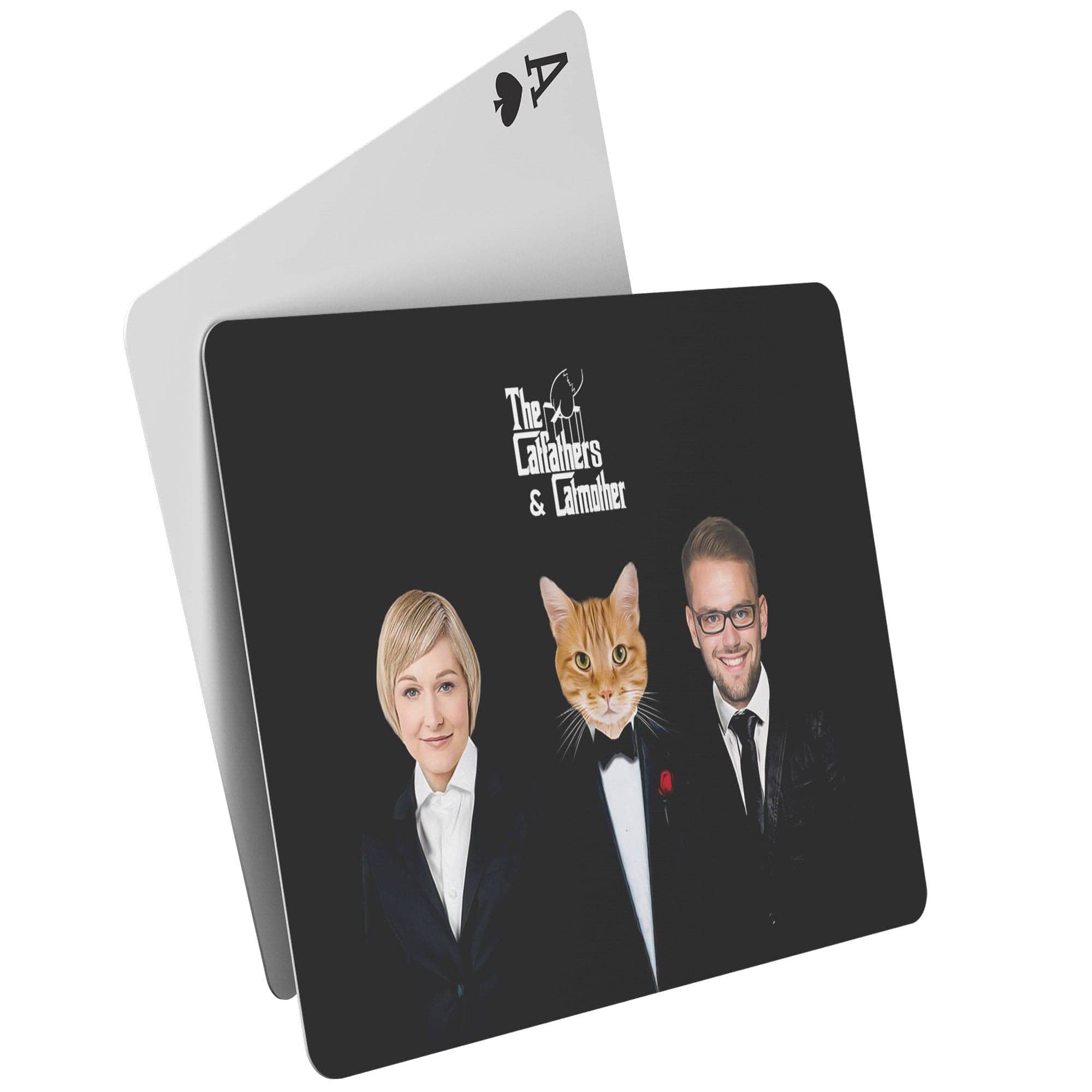 &#39;The Catfathers &amp; Catmother&#39; Personalized 3 Pet Playing Cards