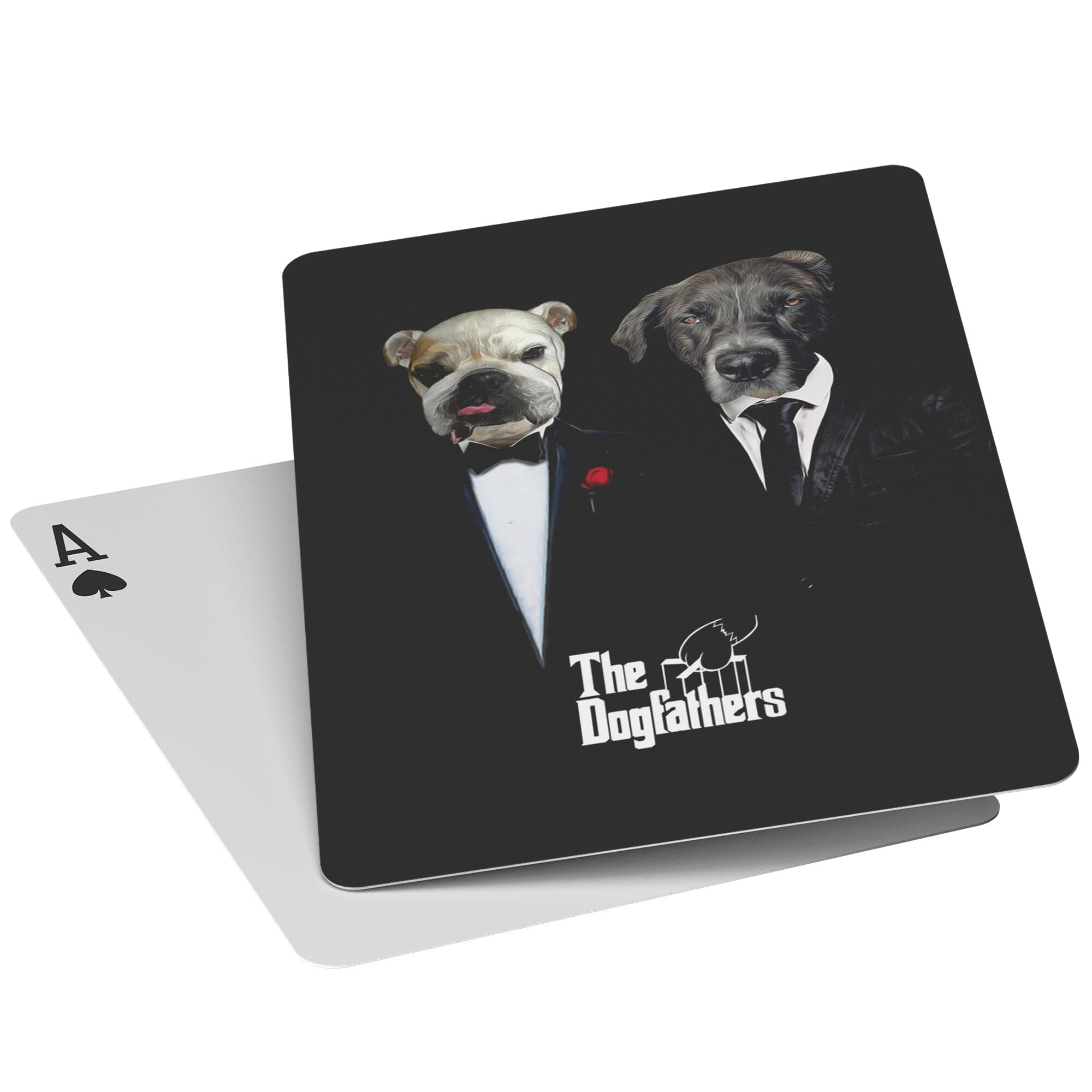 &#39;The Dogfathers&#39; Personalized 2 Pet Playing Cards