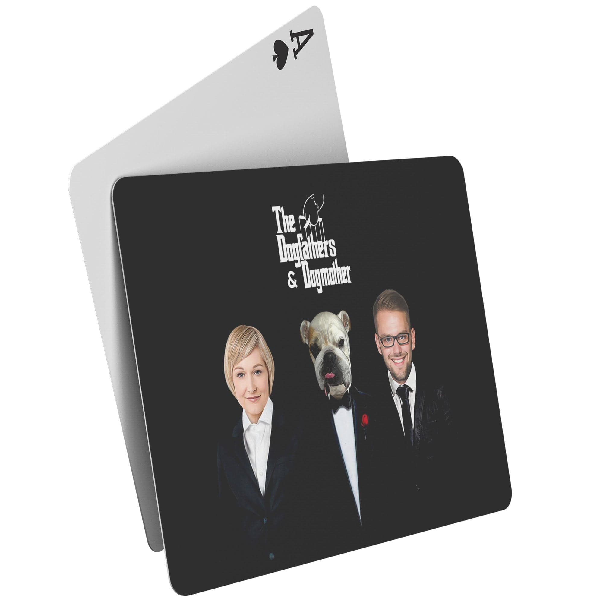 &#39;The Dogfathers &amp; Dogmother&#39; Personalized 3 Pet Playing Cards