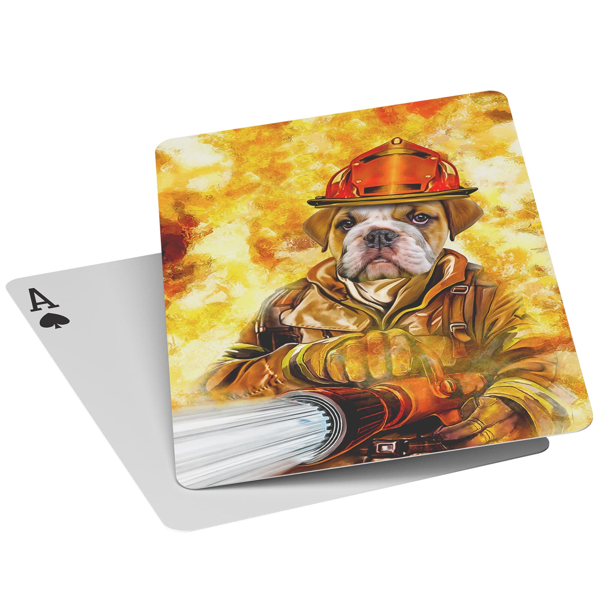&#39;The Firefighter&#39; Personalized Pet Playing Cards
