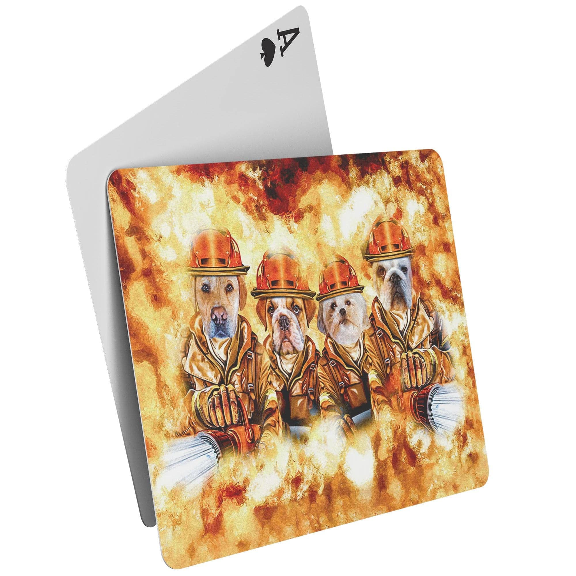 &#39;The Firefighters&#39; Personalized 4 Pet Playing Cards