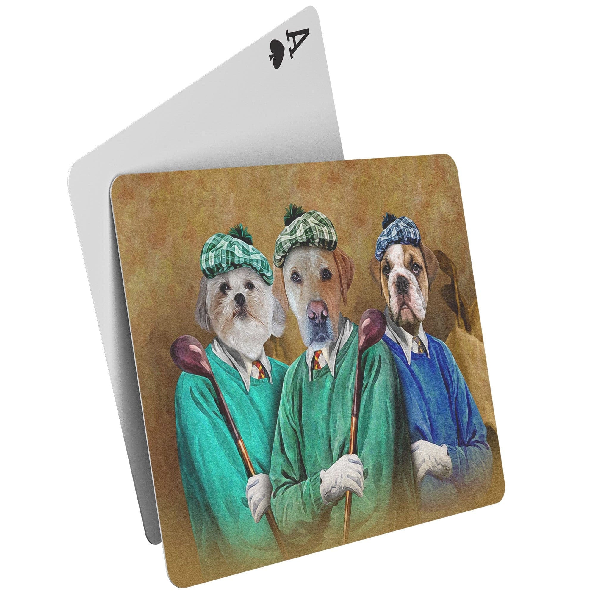 &#39;The Golfers&#39; Personalized 3 Pet Playing Cards