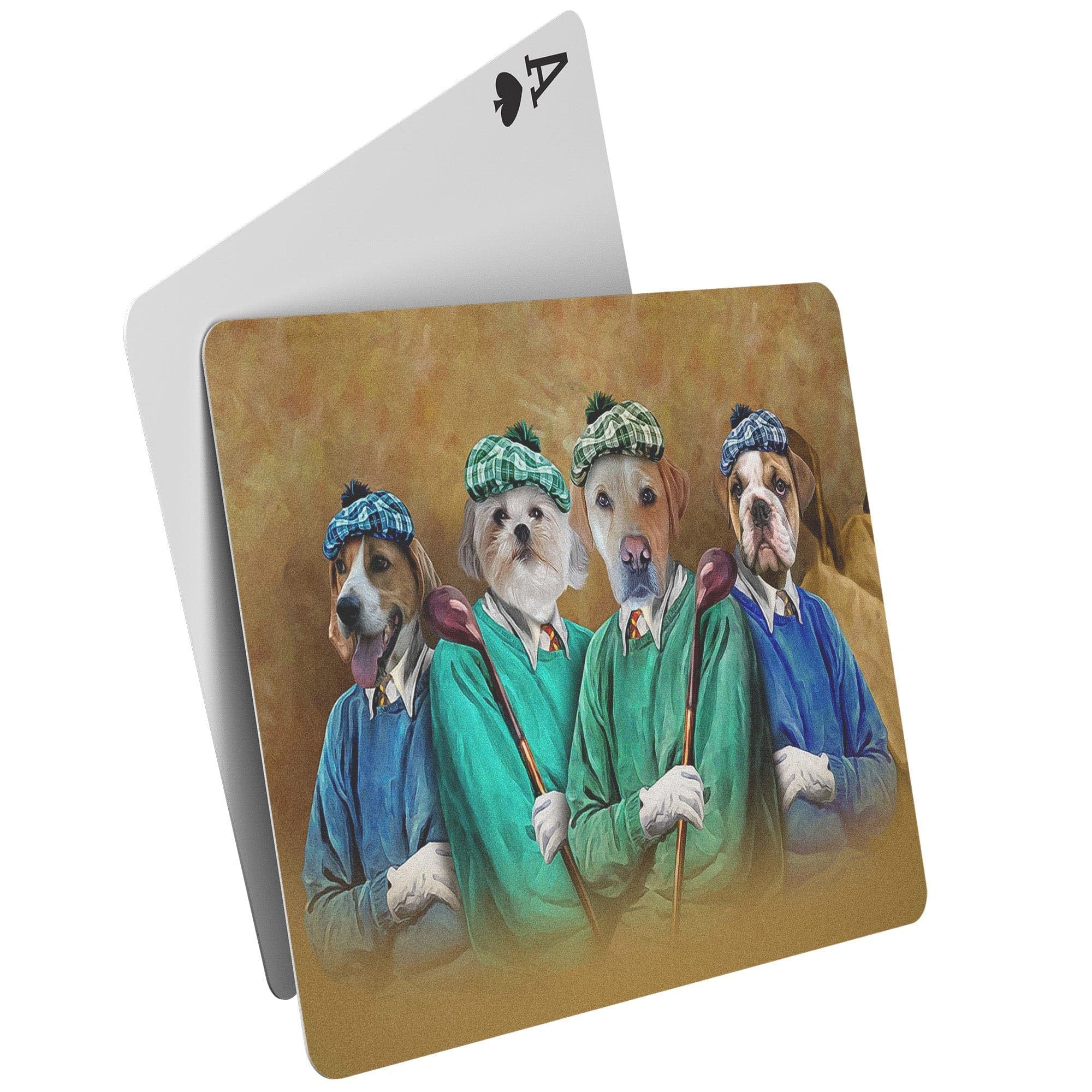 &#39;The Golfers&#39; Personalized 4 Pet Playing Cards