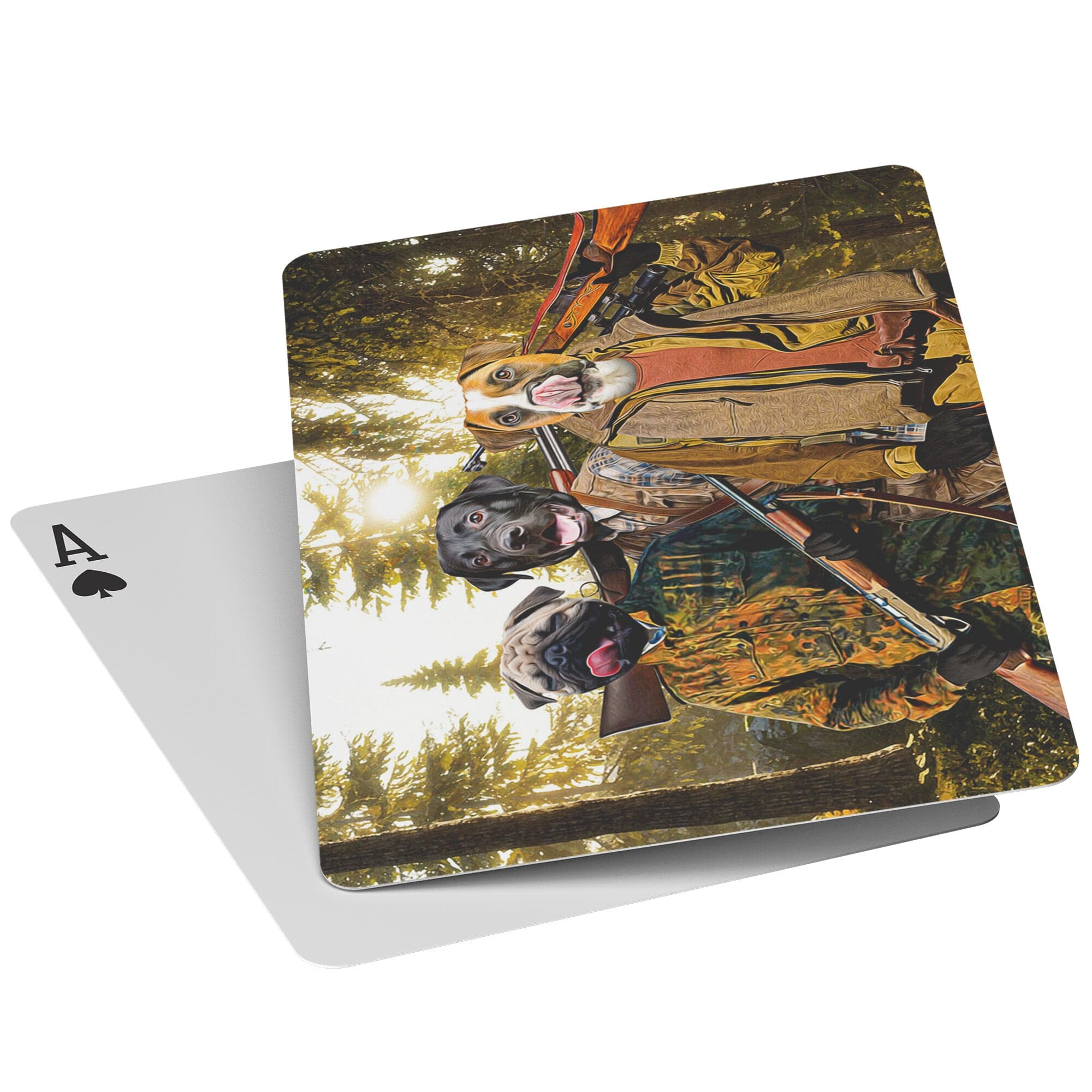 &#39;The Hunters&#39; Personalized 3 Pet Playing Cards