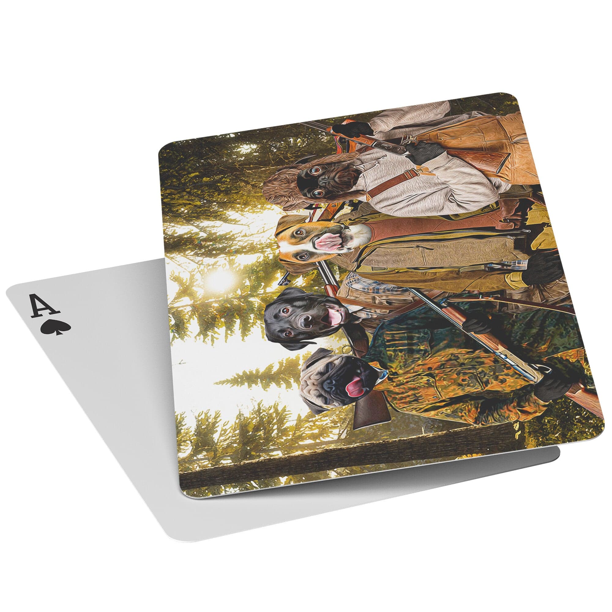 &#39;The Hunters&#39; Personalized 4 Pet Playing Cards