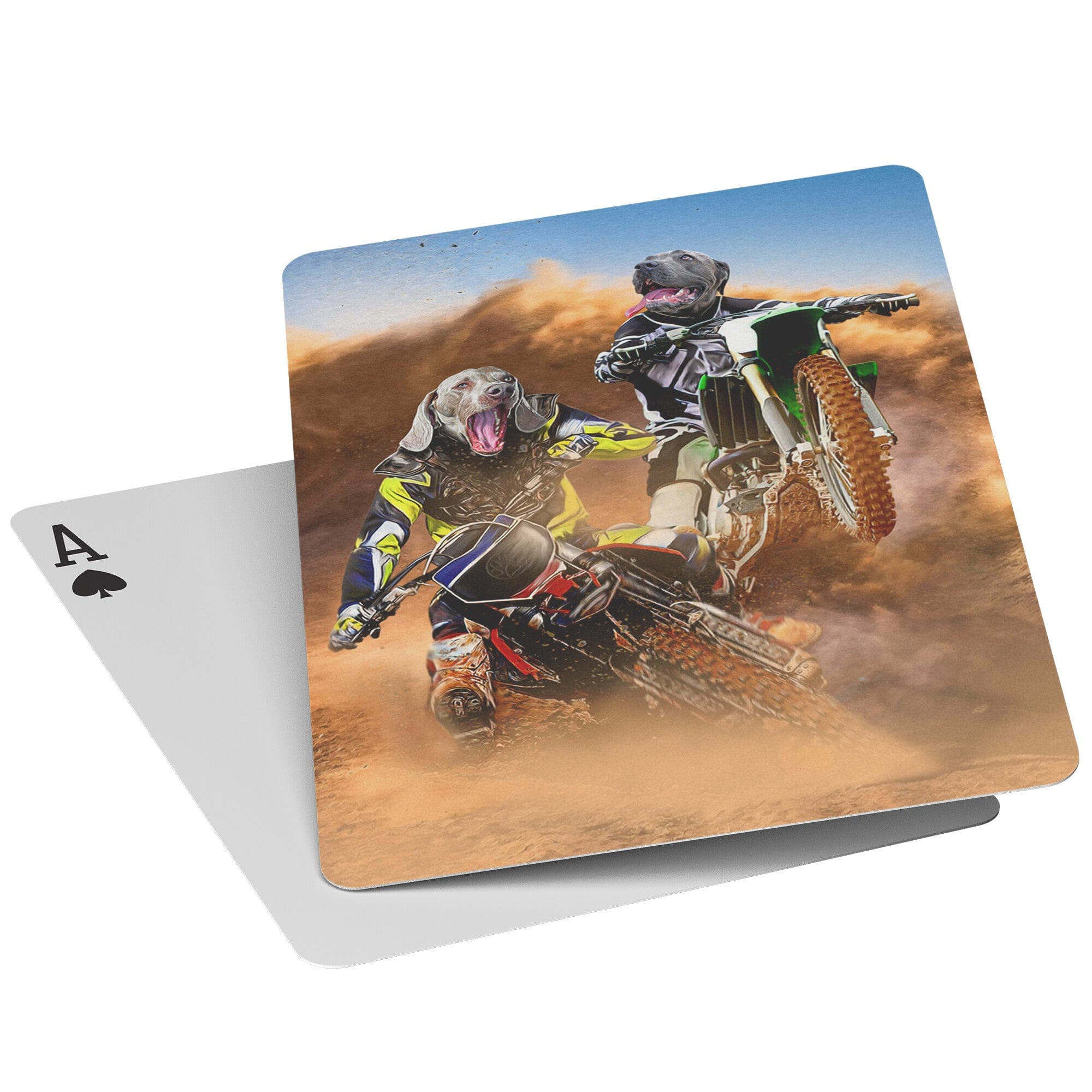 &#39;The Motocross Riders&#39; Personalized 2 Pet Playing Cards