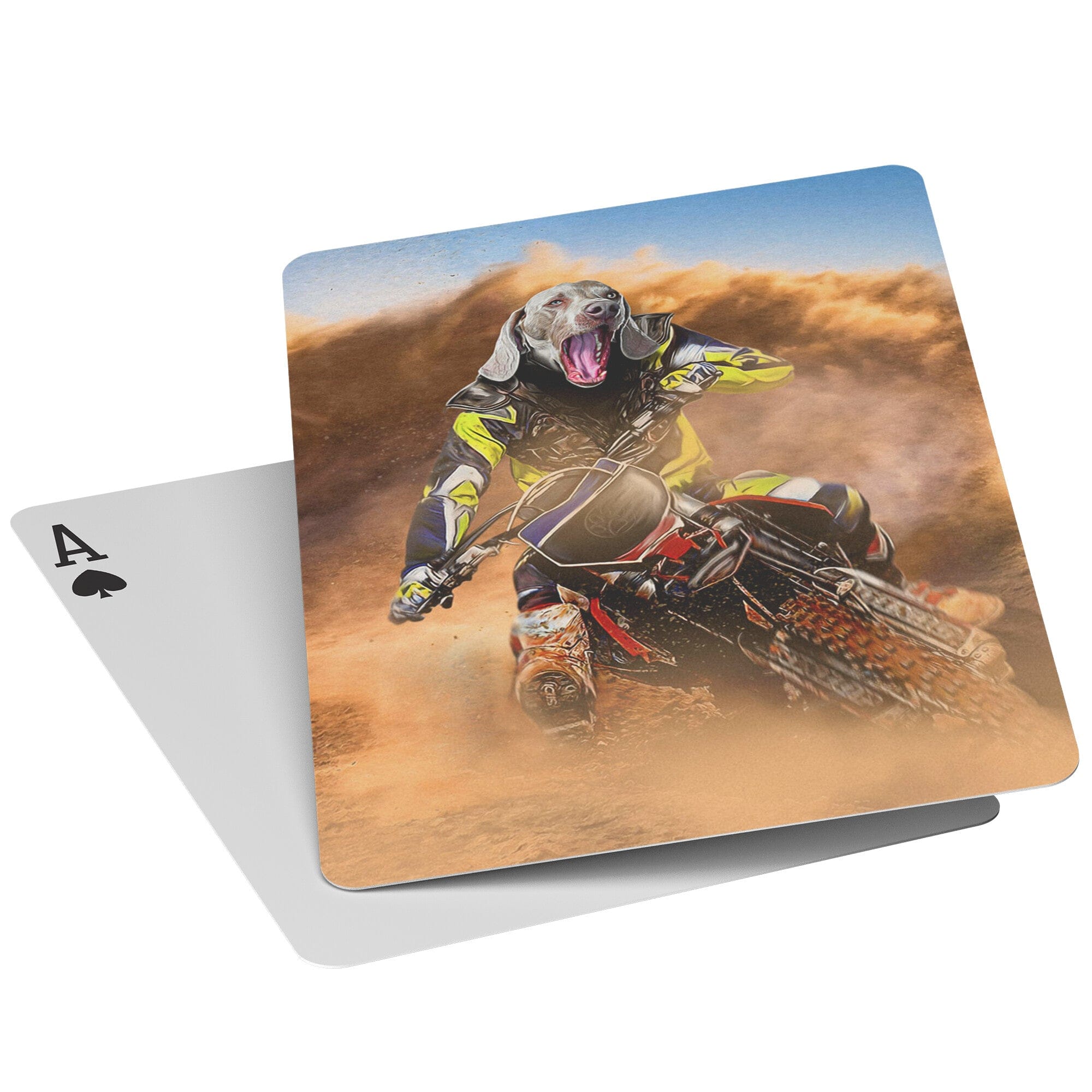 &#39;The Motocross Rider&#39; Personalized Pet Playing Cards
