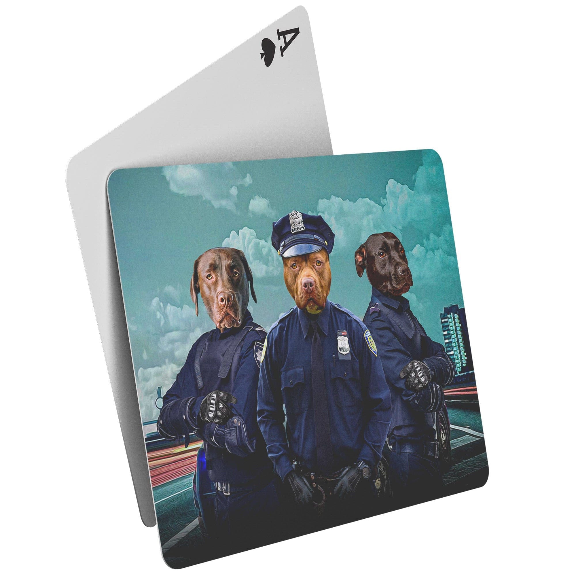 &#39;The Police Officers&#39; Personalized 3 Pet Playing Cards
