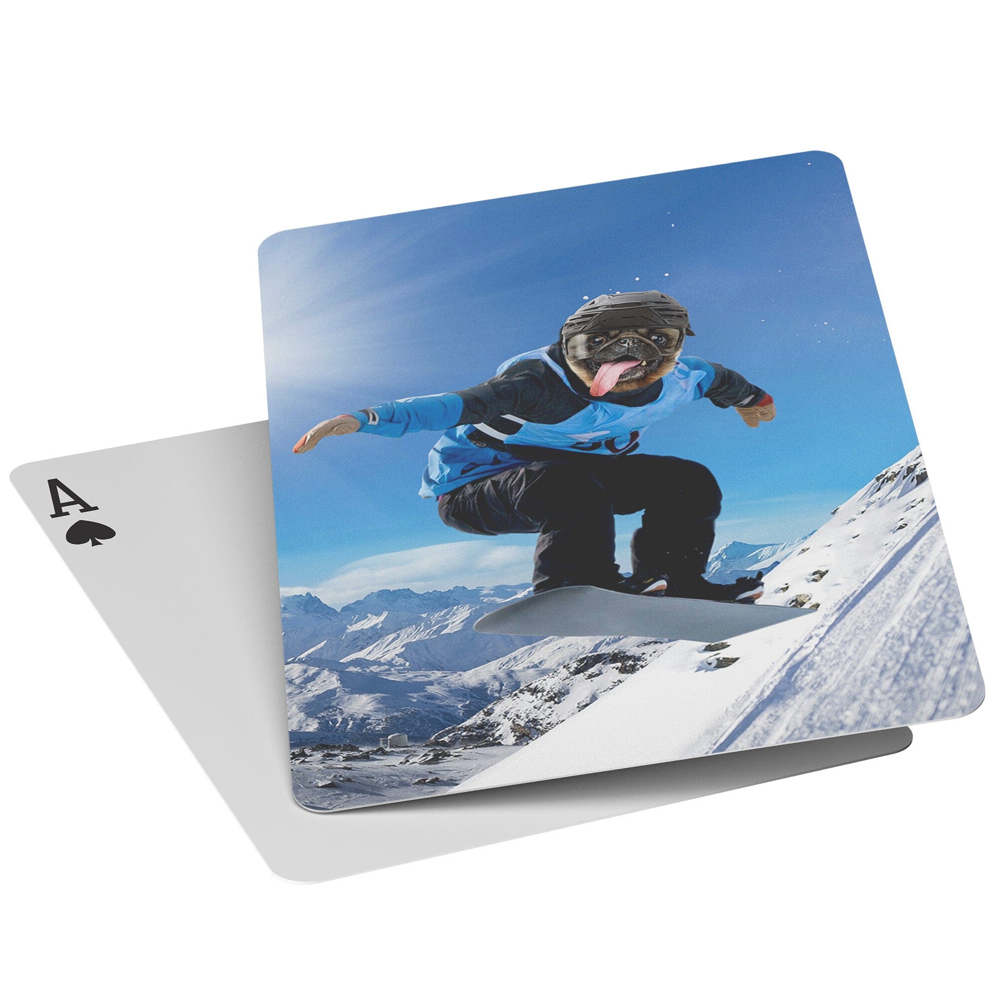 &#39;The Snowboarder&#39; Personalized Pet Playing Cards