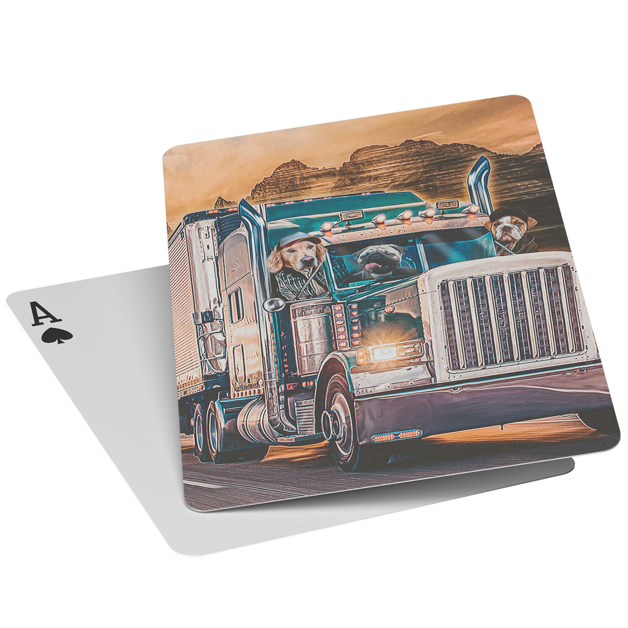 &#39;The Truckers&#39; Personalized 3 Pet Playing Cards