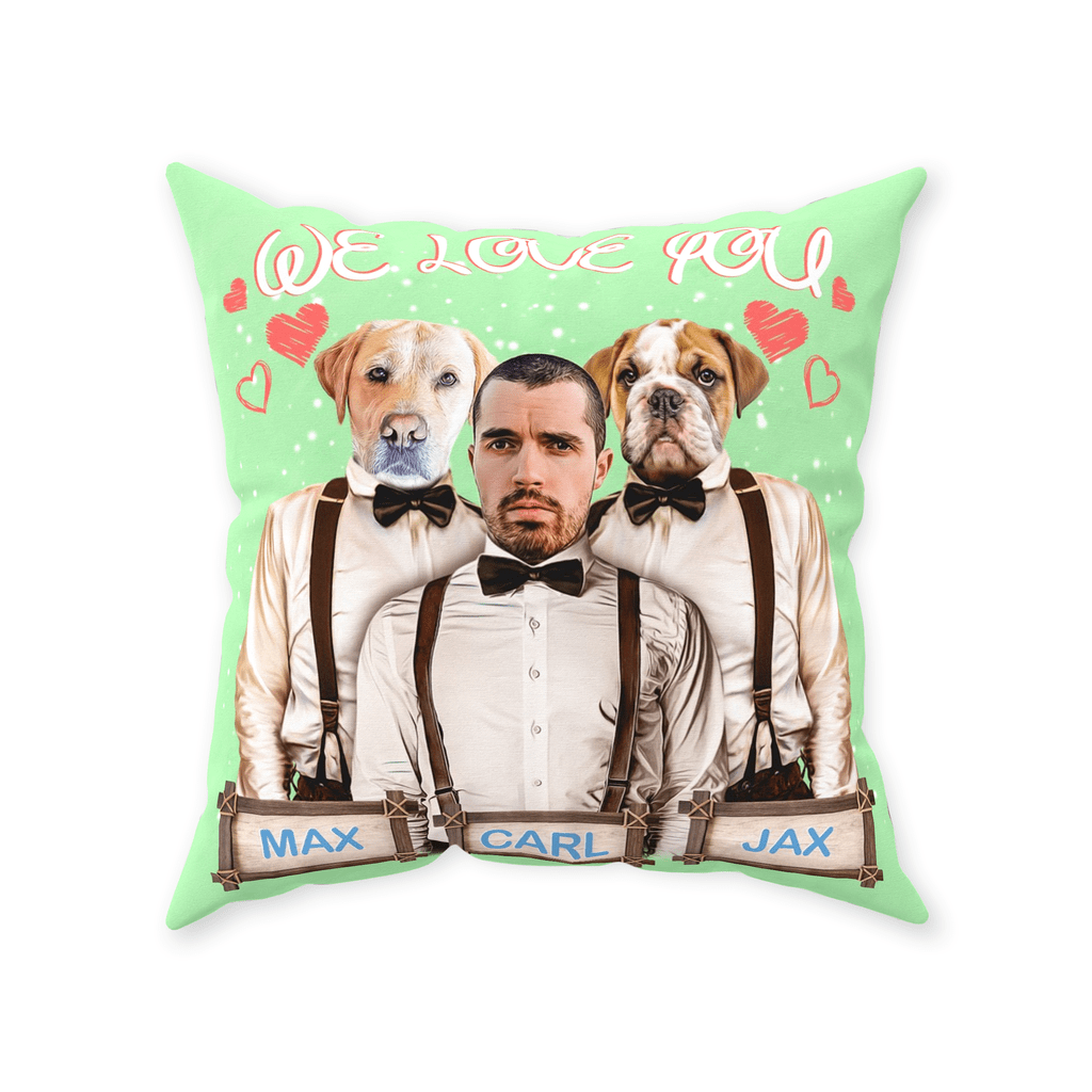&#39;We Love You&#39; Personalized Pets/Human Throw Pillow