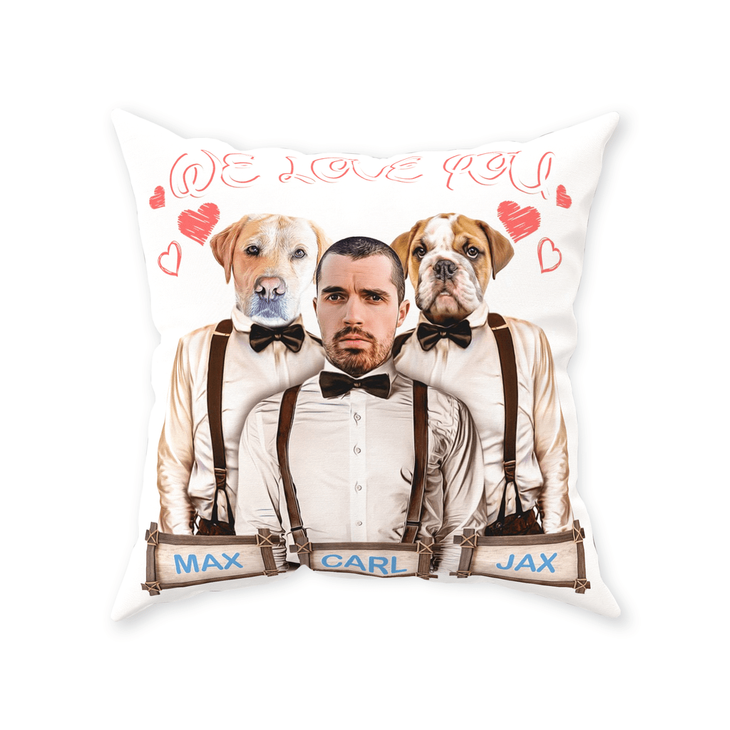 &#39;We Love You&#39; Personalized Pets/Human Throw Pillow
