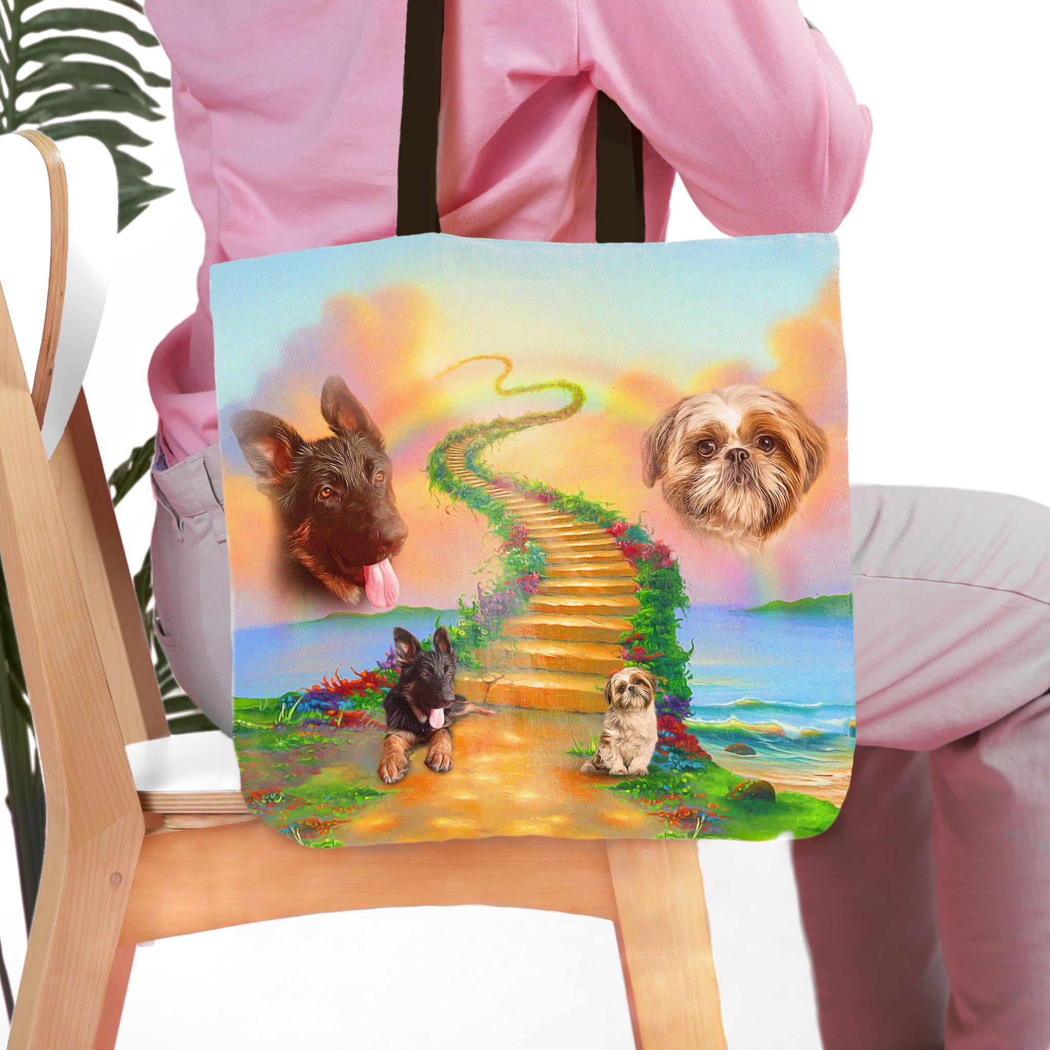 &#39;The Rainbow Bridge 2 Pet&#39; Personalized 2 Pet Tote Bag