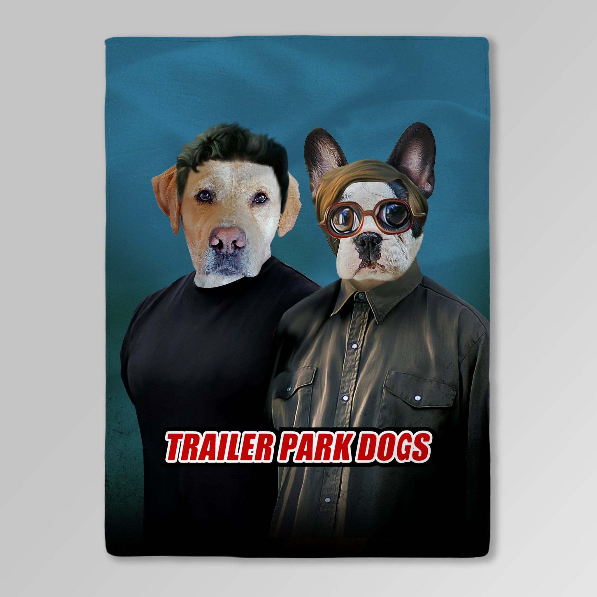 Manta personalizada para 2 mascotas &#39;Trailer Park Dogs&#39; 