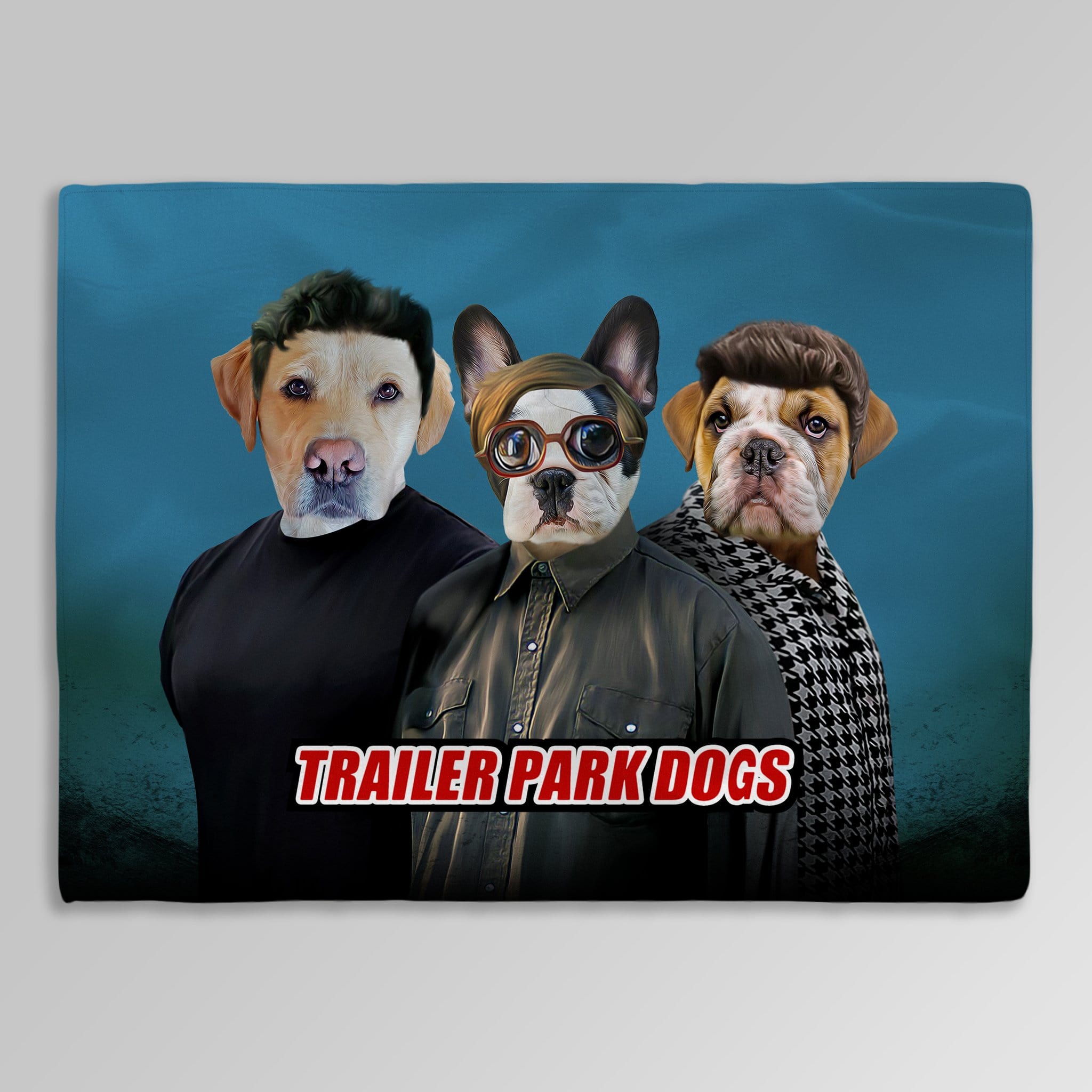 Manta personalizada para 3 mascotas &#39;Trailer Park Dogs&#39; 