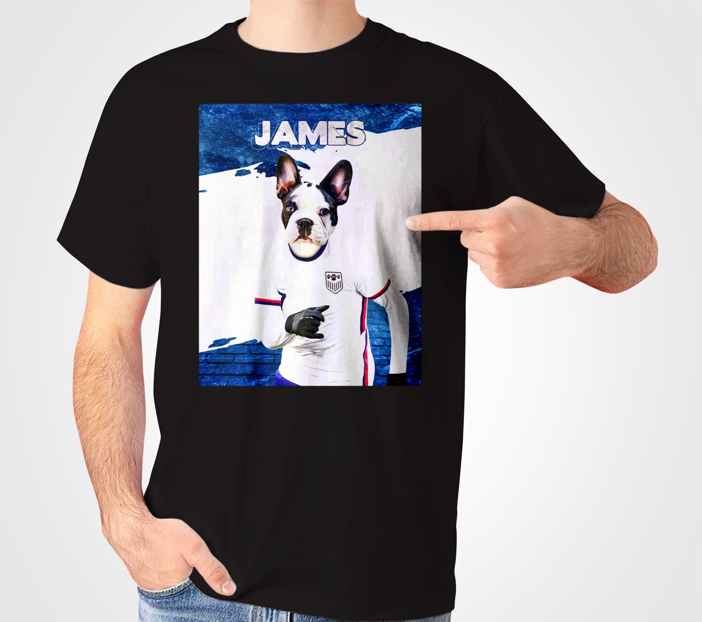 Camiseta personalizada para mascotas &#39;USA Doggos Soccer&#39; 