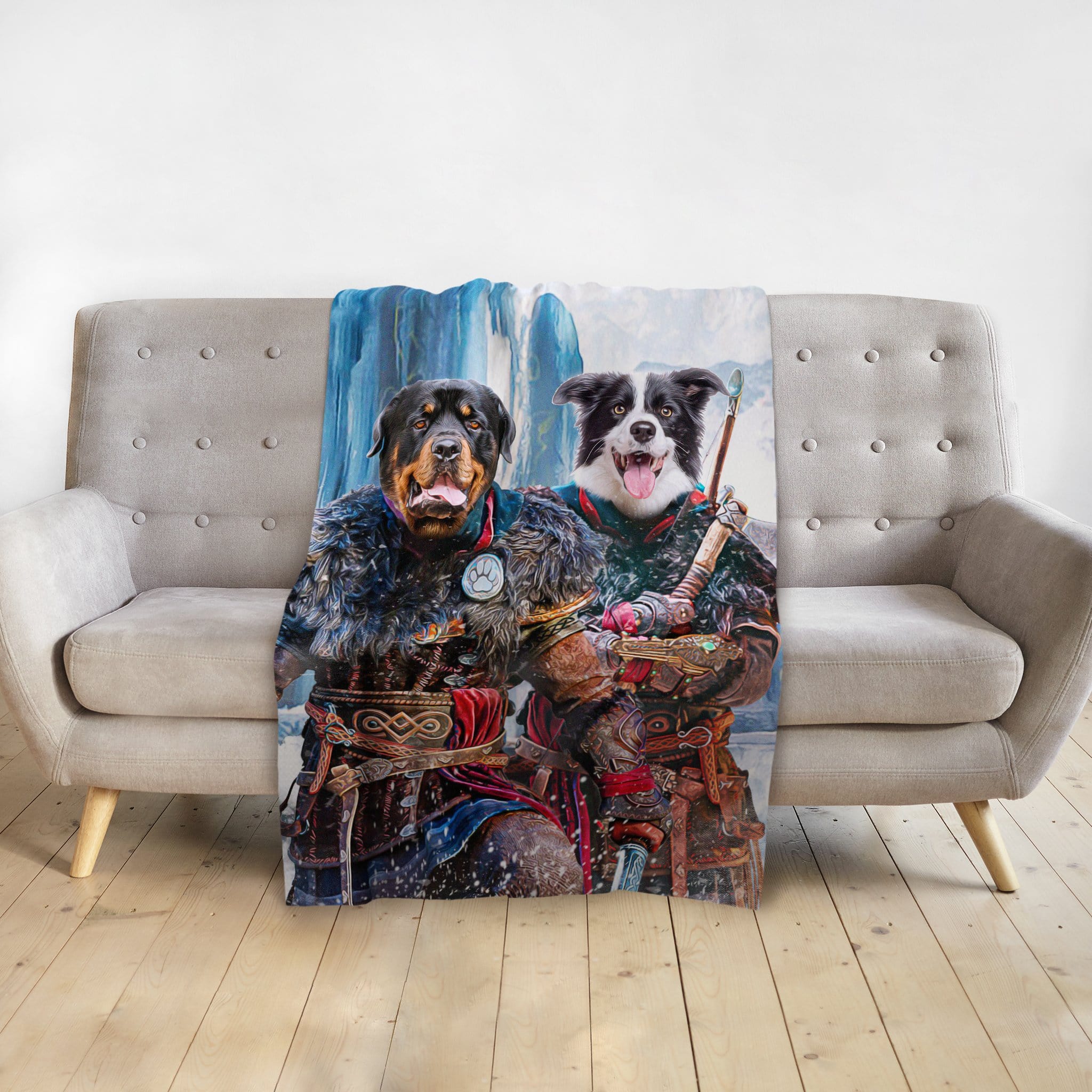 &#39;The Viking Warriors&#39; Personalized 2 Pet Blanket