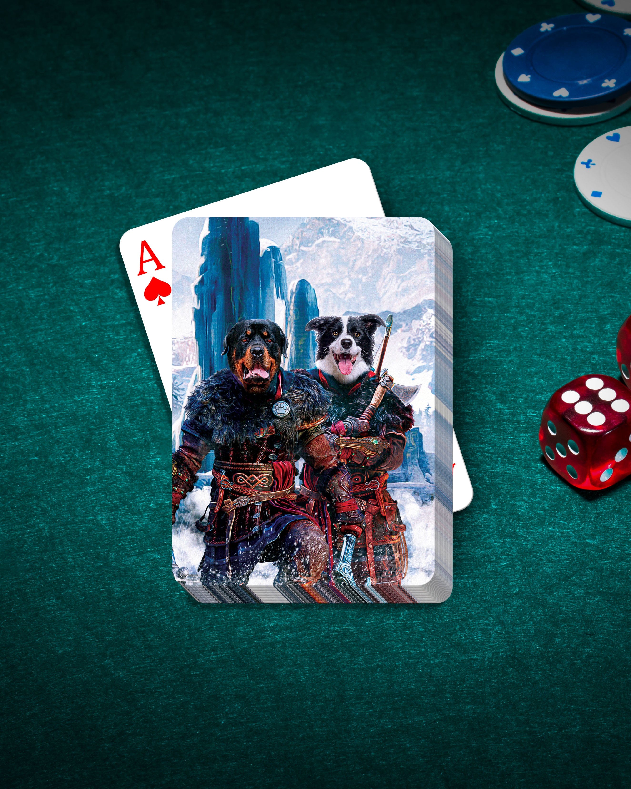 &#39;Viking Warriors&#39; Personalized 2 Pet Playing Cards