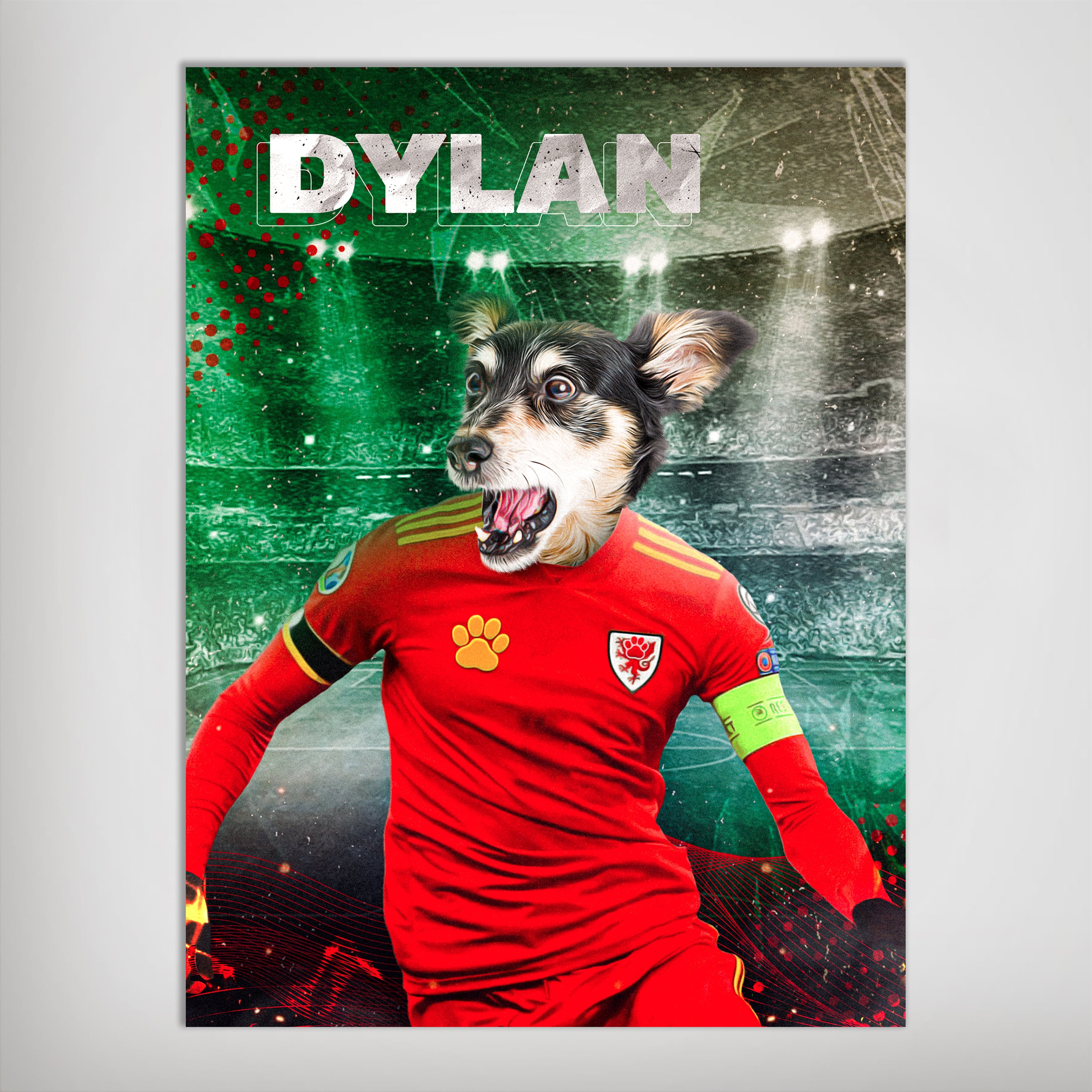 Póster Mascota personalizada &#39;Wales Doggos Soccer&#39;