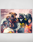 Personalized 'Washington Doggos' poster featuring two pets as football players in team jerseys.