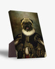 William Dogspeare personalized pug pet portrait on a standing canvas, featuring a pug in historical attire.