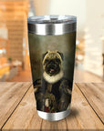 Personalized stainless steel tumbler with a royal renaissance portrait of a pug dog.