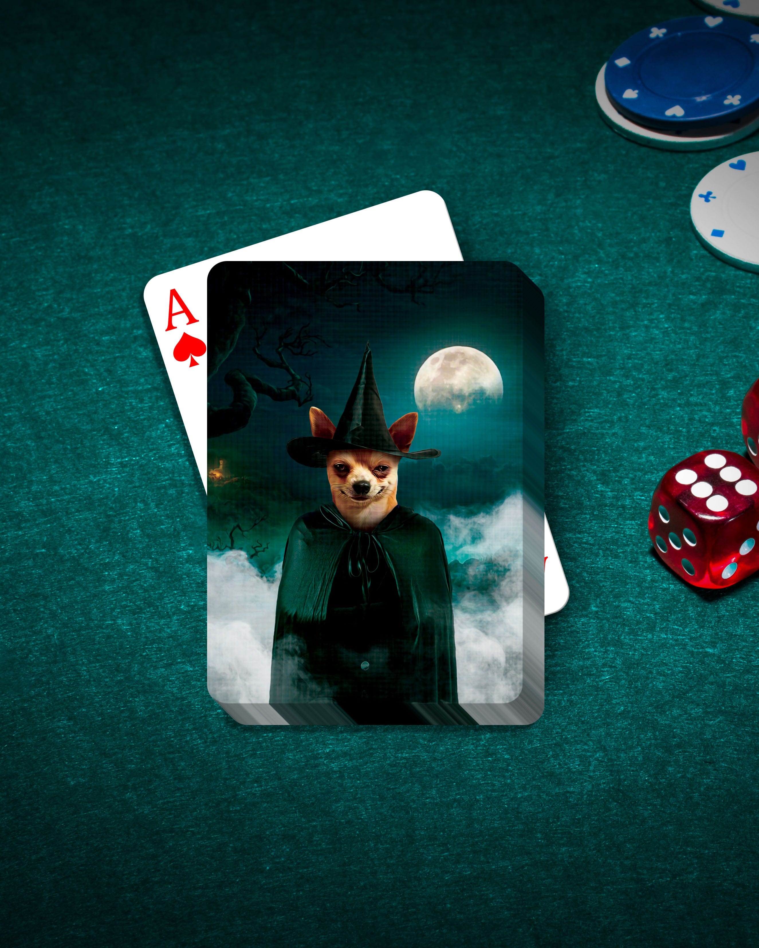 &#39;The Witch&#39; Personalized Pet Playing Cards