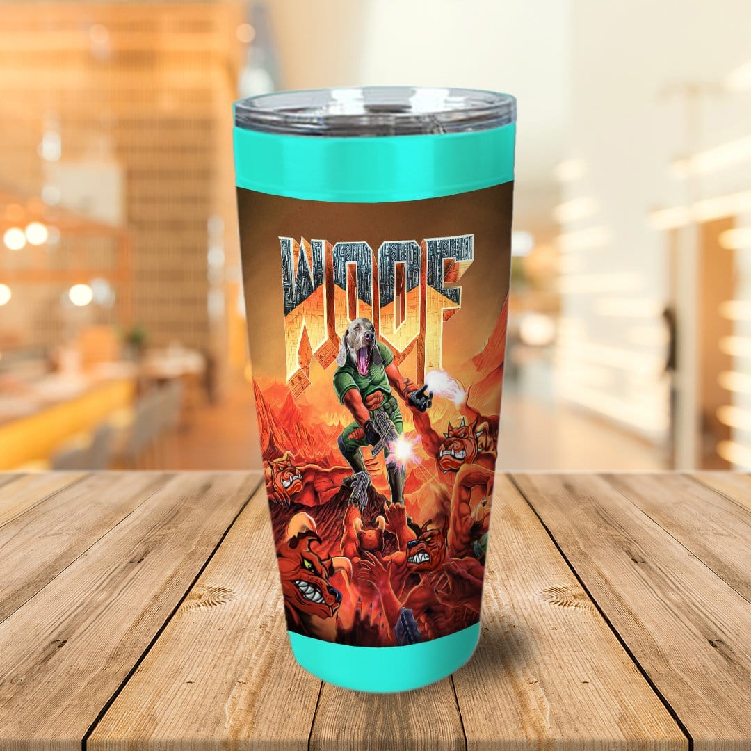 &#39;Woof&#39; Personalized Tumbler