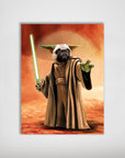 Personalized 'Yodogg' poster featuring a pug dressed as Yoda with a green lightsaber.
