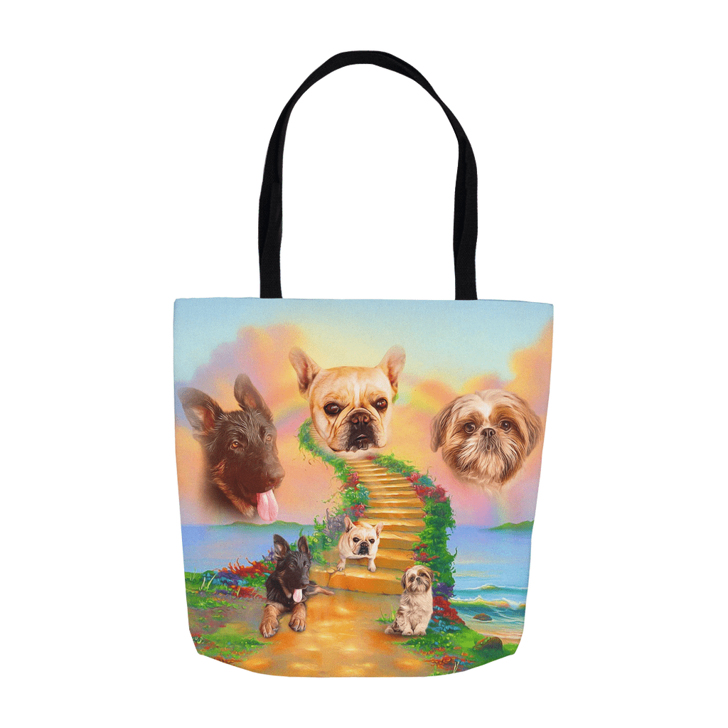 &#39;The Rainbow Bridge 3 Pet&#39; Personalized 3 Pet Tote Bag