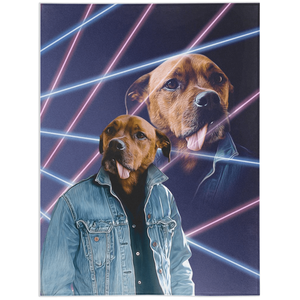 '1980s Lazer Portrait' Personalized Pet Blanket