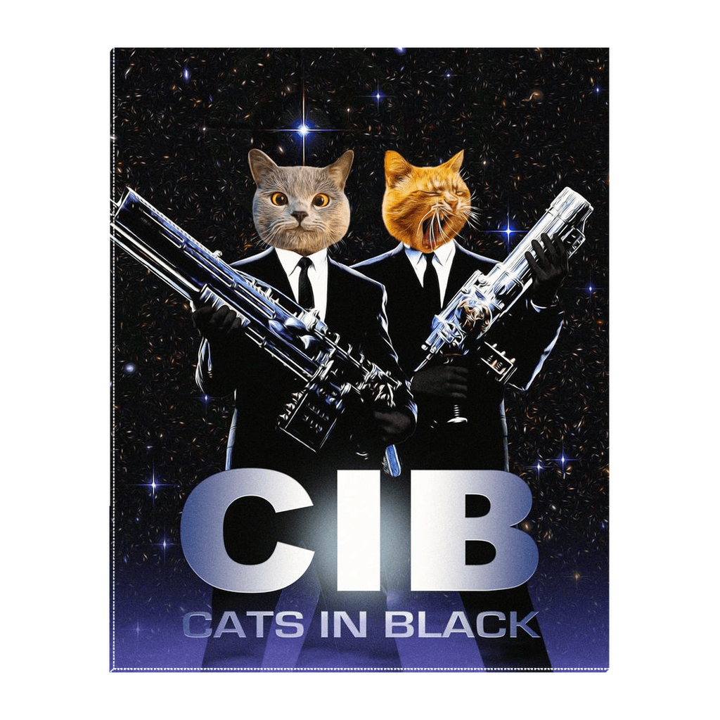 &#39;Cats in Black&#39; Personalized 2 Pet Standing Canvas