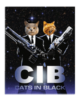 'Cats in Black' Personalized 2 Pet Standing Canvas