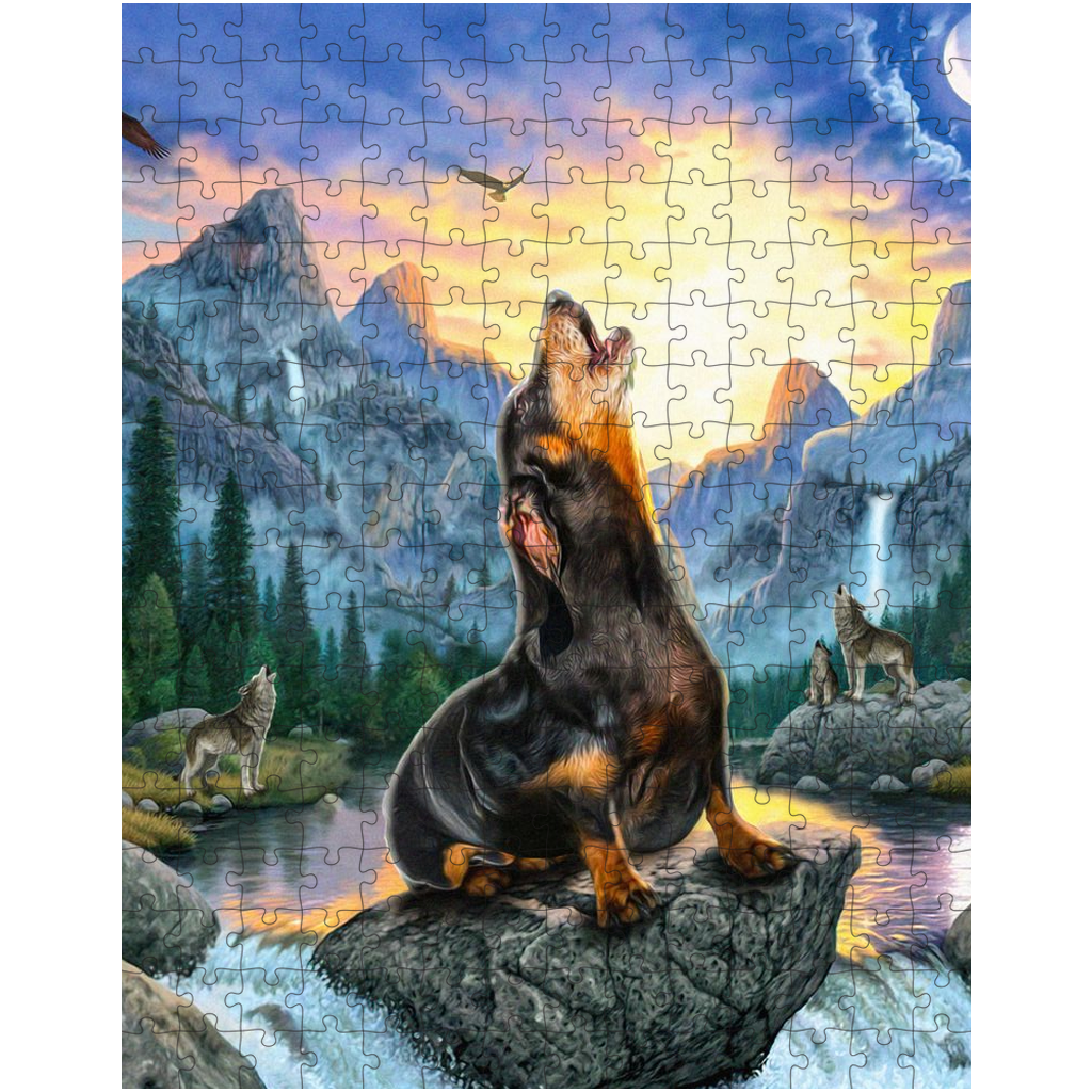 Puzzle personalizado para mascotas &#39;El lobo retro&#39;