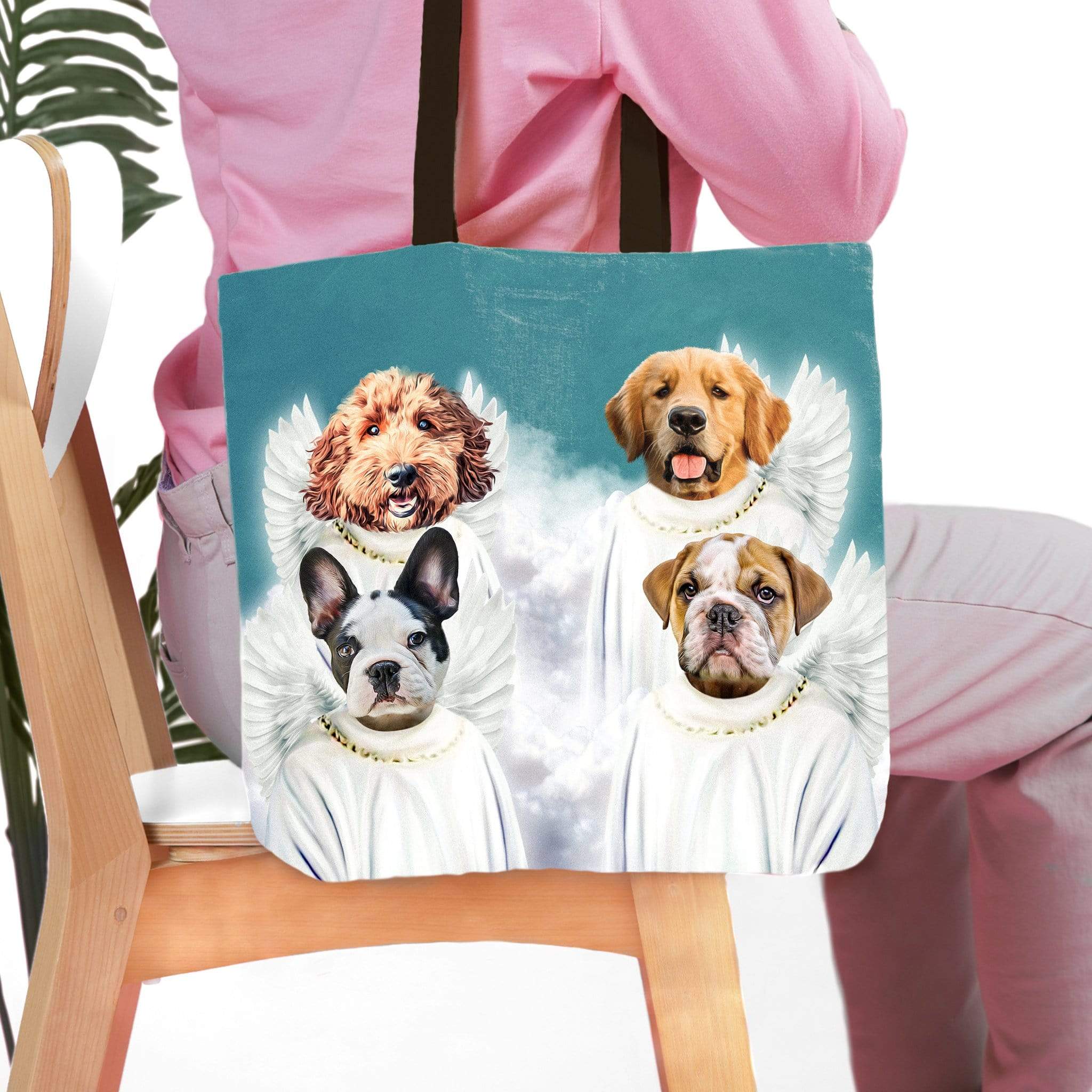 &#39;4 Angels&#39; Personalized 4 Pet Tote Bag