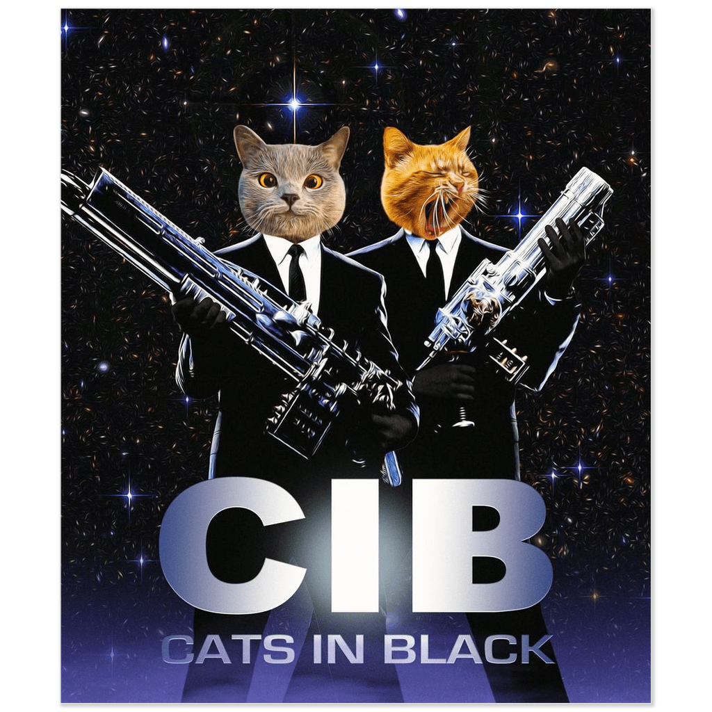 &#39;Cats in Black&#39; Personalized 2 Pet Poster